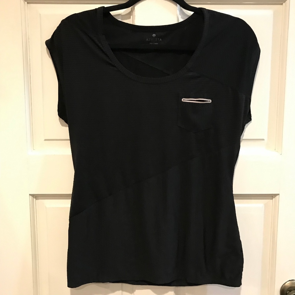 Athleta 982783 Black Speedssetter Short Sleeve Top